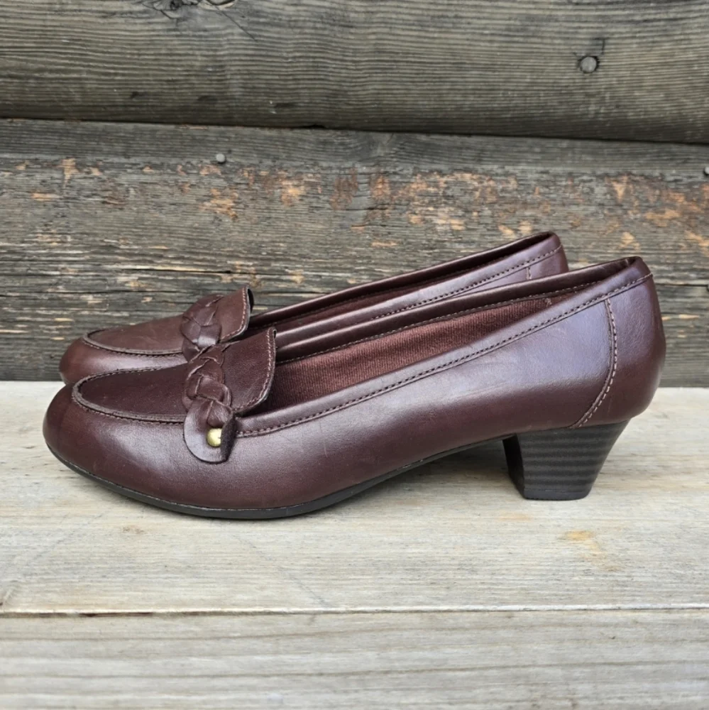 Clarks NEW Y2K Dark Academia Leather Comfort Loafer Pumps 7.5M
